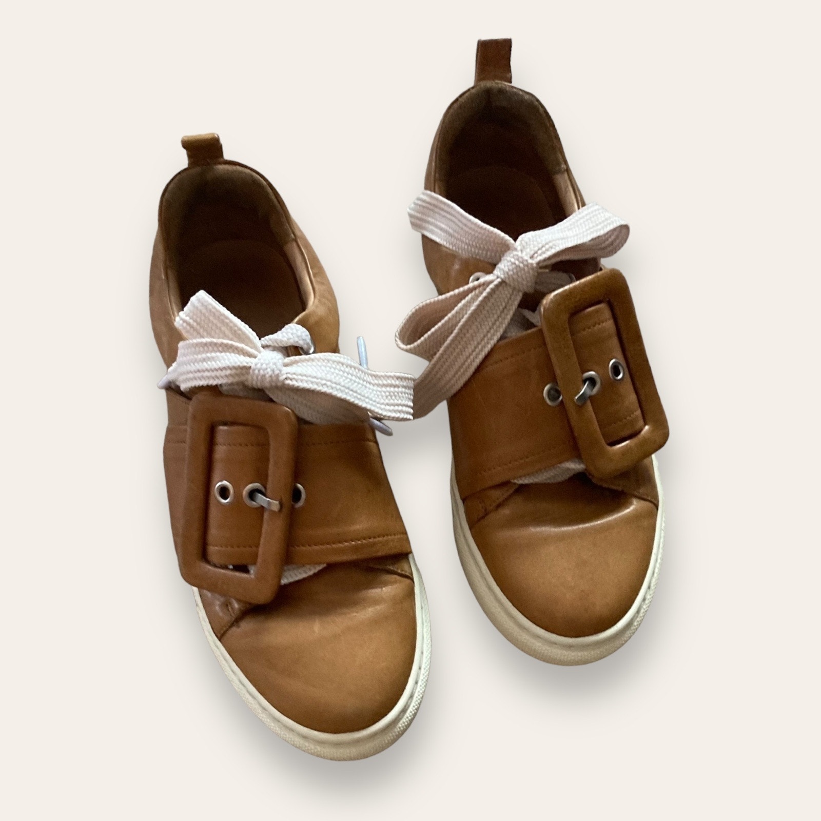 Women's Tan Leather Casual Buckle Sneakers — image 3 of 8